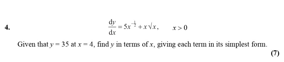 Given-that-$y-=-35$-at-$x-=-4$,-find-$y$-in-terms-of-$x$,-giving-each-term-in-its-simplest-form.-Edexcel-A-Level Maths Pure-Question 5-2010-Paper 2.png